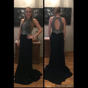 Black Prom Dress with Gold and Silver beading